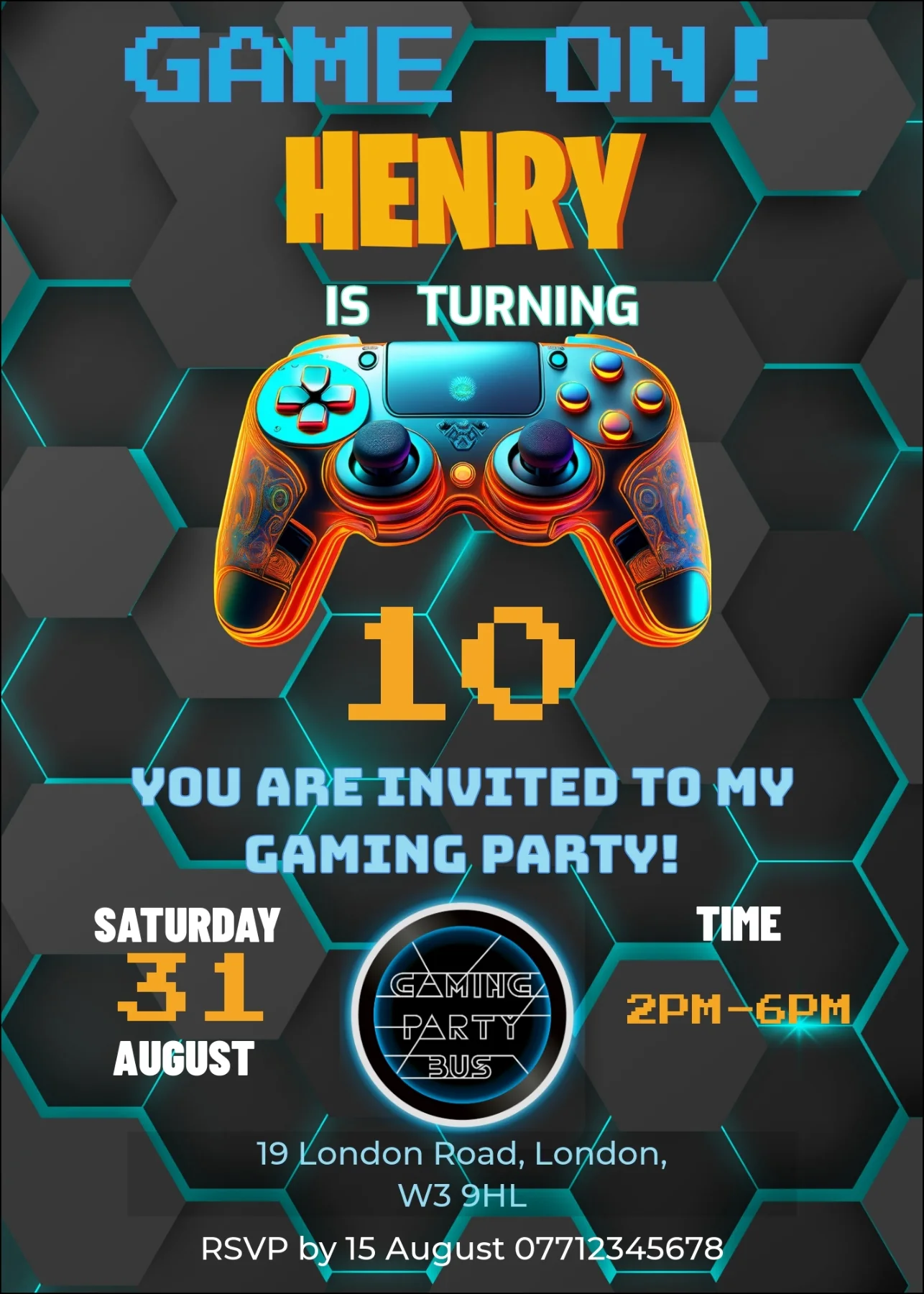 Gaming Party invite preview